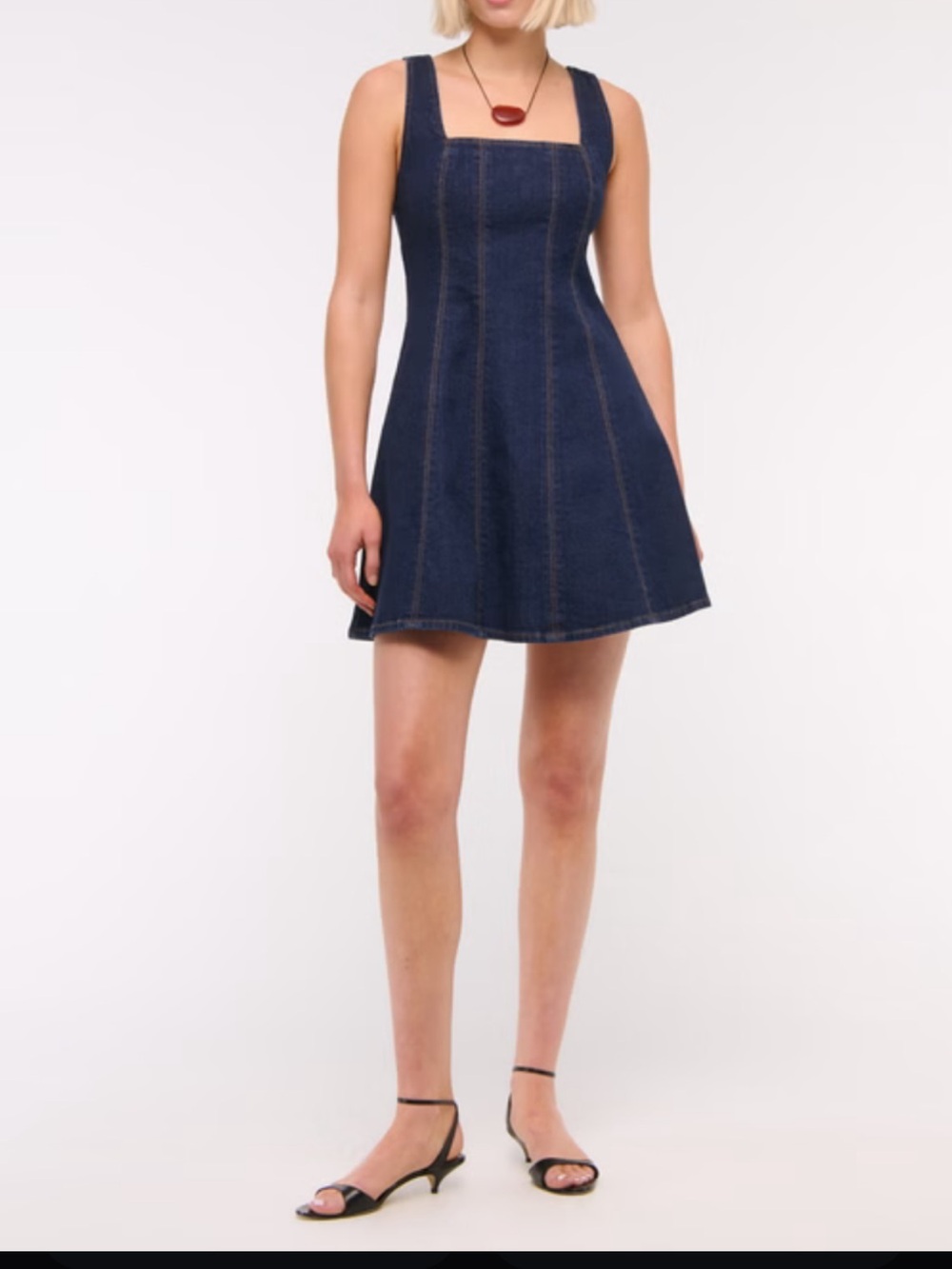 Abercrombie & Fitch Dark Blue Denim Square-Neck Mini Dress